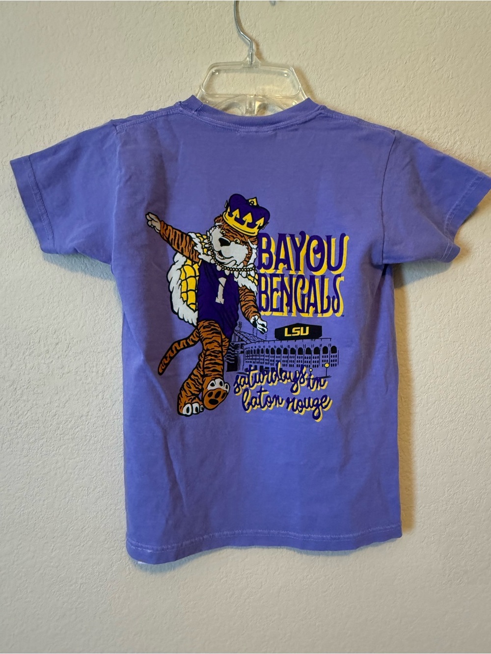 NEW Youth Purple LSU Tigers Hyperlocal Comfort Colors T-Shirt Size Small
